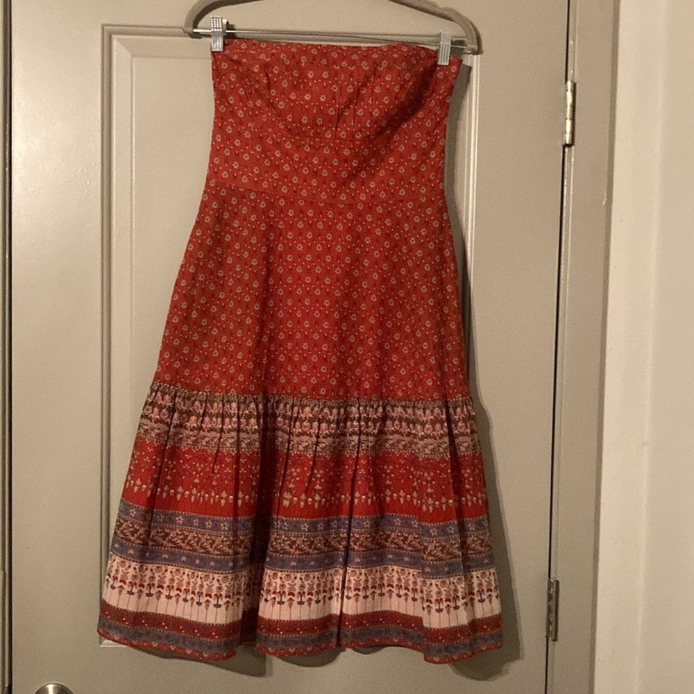 Banana Republic Red Patterned Midi Dress